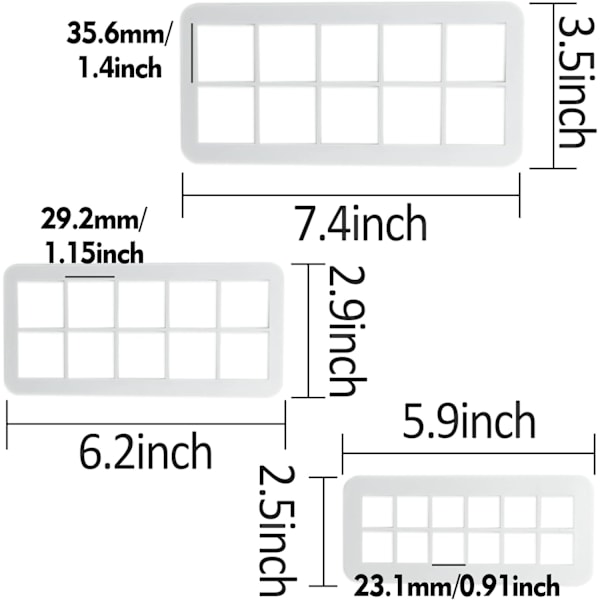 Fyrkantig Kakform - Kakform Set Geometrisk Multikutter - Fyrkantig Tårtfondantform (Fyrkant)