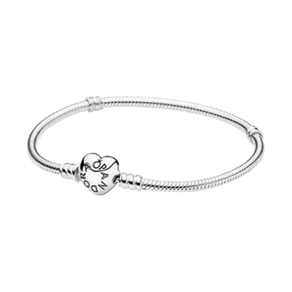 Sydänlukko Käärmeketju Hopearannekoru Naisille Ja Miehille, Retro Ja Luova Lahja Silver A3-23cm