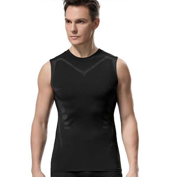 Version Ionic Formande Väst, Ärmlös T-shirt för Män med Ionic Formning Grey L