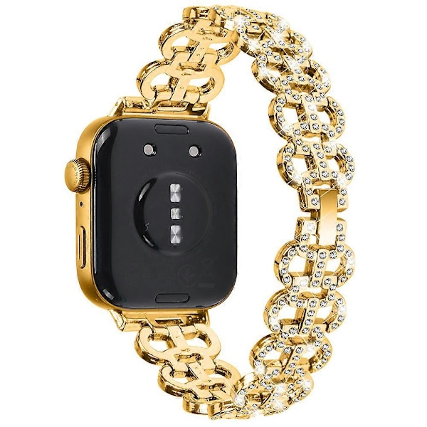 För Huawei Watch Fit 3 Metall Klockarmband Gourd Form Strass Ersättningsarmband Gold