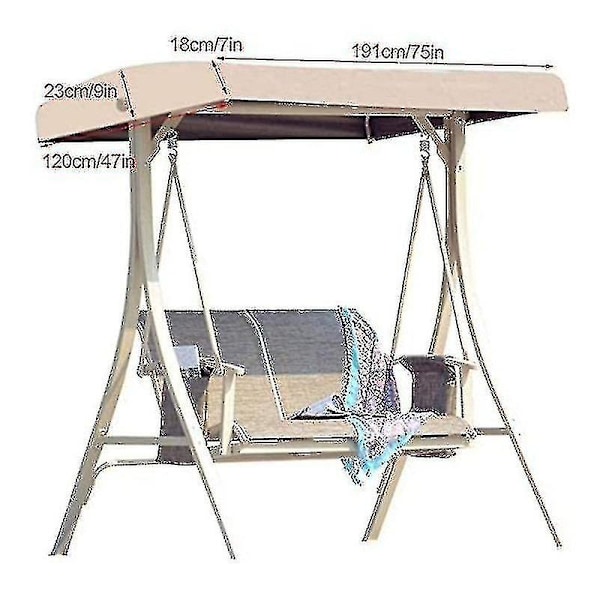 Udskiftnings Tag til Havegynge Universal Gyngetag Veranda Gyngebænk Haveliggestol 2-3 Personer 191 X 120 Cm_y -zz beige