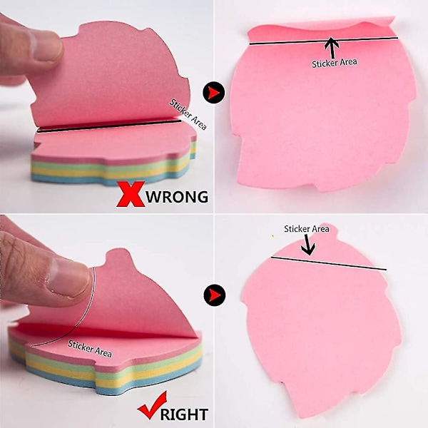 10 Blokker Sticky Notes Bladformet - Selvklebende Post Memo Søt Blandet Farge Leaves