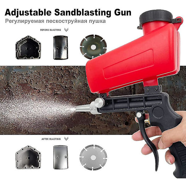 90psi justerbar pneumatisk sandblåsepistolsett bærbar sandblåsemaskin tyngdekraftshåndholdt pistolsett rustfjerningsenhet
