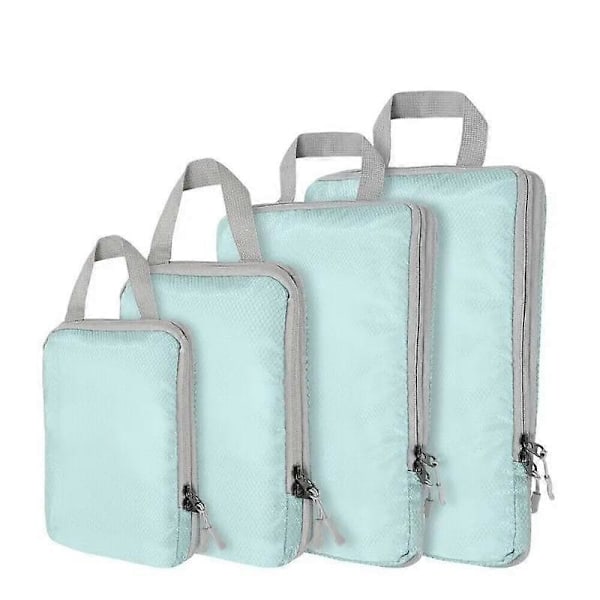 Kompressionspåsar för Resor 4 st Kompression Reseorganisatör Resväska Organizer Väskor Set Packningskuber Resa Dubbelsydda beige