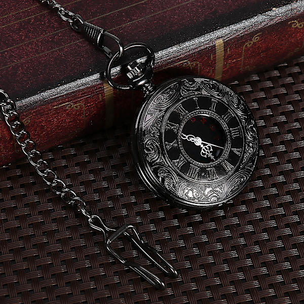 Miesten kaulakoru Steampunk Retro Kvartsikello Roomalainen Pyöreä Taskukello Taskukellon Ketju Retro Vintage Kvartsikello