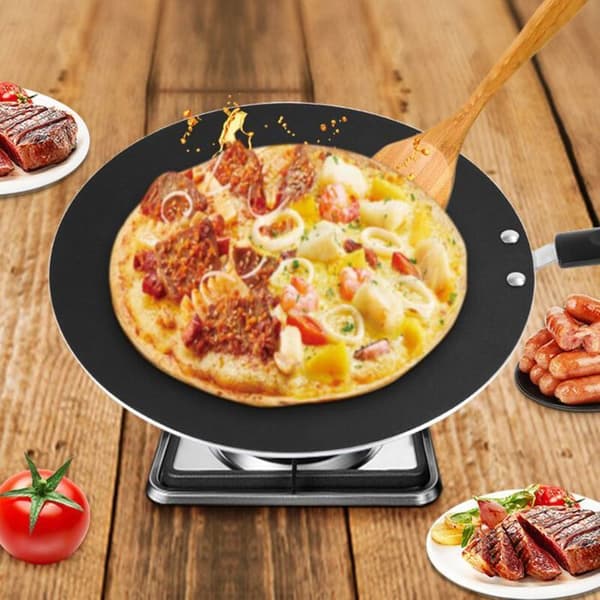 Non-stick panne for egg og biffer, med håndtak; egnet for pannekaker, chapatis og tortillas