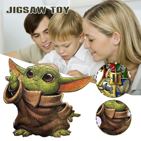 Träpussel Yoda/harry Potter-medalj Oregelbunden form pusselbitar Konstpresent för vuxna barn A4 Yoda