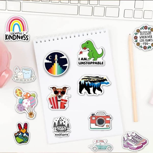 100 estetiske klistremerker (VSCO-stil) for bærbare datamaskiner, skateboards, gitarer, vannflasker, etc.