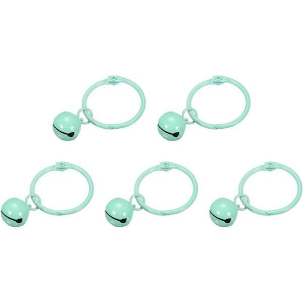 10 st nyckelringar med klockor, 30 mm/0,51 tum diameter jul bjällra husdjursklockor i rostfritt stål nyckelring för DIY-hantverk, fest, väskor hängande berlock Light Green
