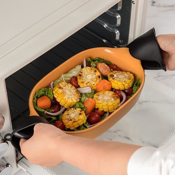 Ovnshanske Tykk silikon gryteholder Mini-ovnsvotter Varmebestandige klemdeksler for baking, matlaging, grilling (svart)
