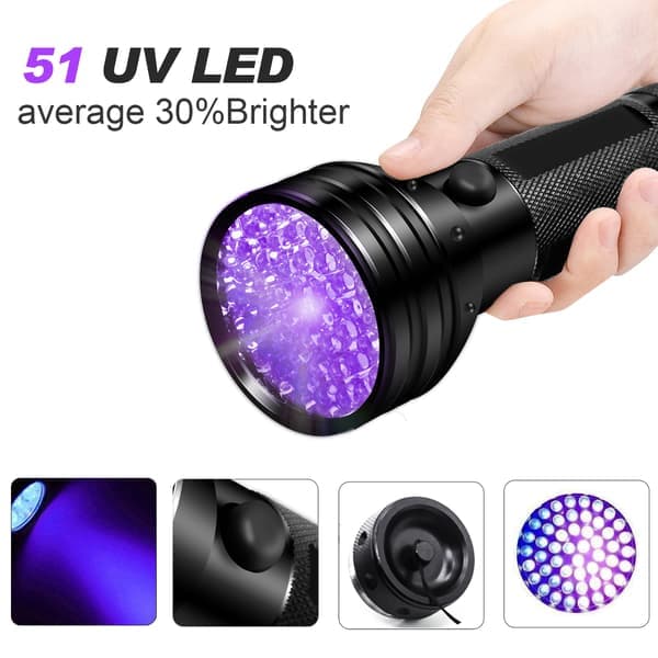 UV-taskulamppu 51 LED-helmellä 395nm vedenpitävä