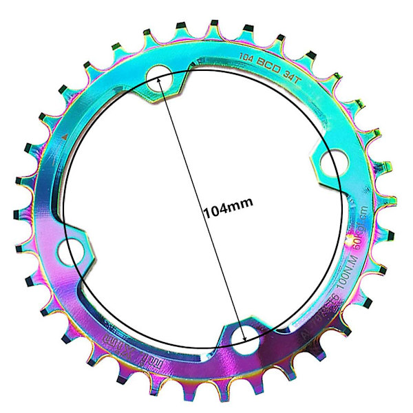 Ultralätt kedjehjul i aluminiumlegering, 34t 104bcd, för mountainbike