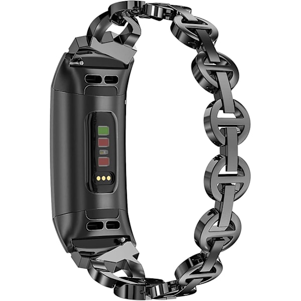 Kompatibel med Fitbit Charge 4-bånd/Charge 3-bånd for kvinner, førsteklasses metallstropper Bling armbåndsarmbånd søte tilbehør erstatningsbånd for