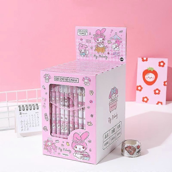 12-144 Sanrio pyyhittävä geelikynä Hellokitty Melody Kuromi Cinnamoroll kuulakärkikynä A7 Erasable black 12pcs