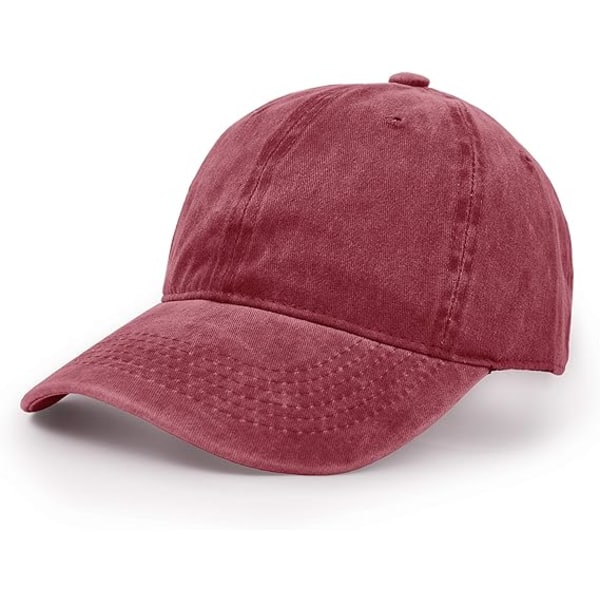 Baseball- cap, puuvillainen säädettävä urheilullinen ulkoilu cap Unisex Hip Hop Casual Hat Snapback Cap(viininpunainen)