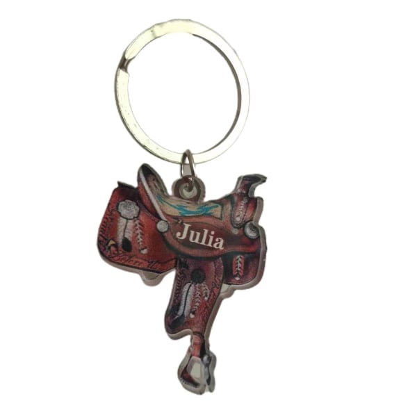 Personlig sadel akrylhänge nyckelring för hästälskare västerländska cowboys 3