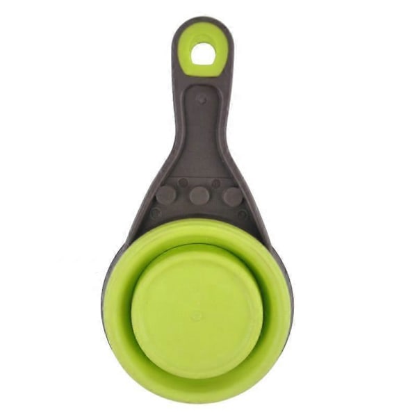 Ny stil Sammenklappelig kæledyrsfoderske med poseforseglingsclips, Multifunktionel kæledyrsfodermålekop, Hund Kat Fodring Silikoneske Foldbar Kæledyrshundemad Light Green 237ml