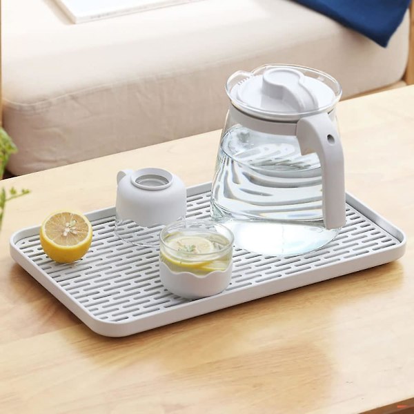 Avloppshållare med droppbricka, 31x 17,5cm Liten diskavrinningsbricka Matta, Vattenavrinningsbricka Hållare för Fruktkopp Mugg Redskap Badrumstillbehör, Kaffe Te Brickor