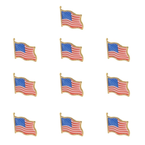 10 ST Huvor Herr Mode Nål Märke Amerikanska Flaggan Smycken Usa Flagga Brosch Patriotiska Tillbehör Kvinnor Män