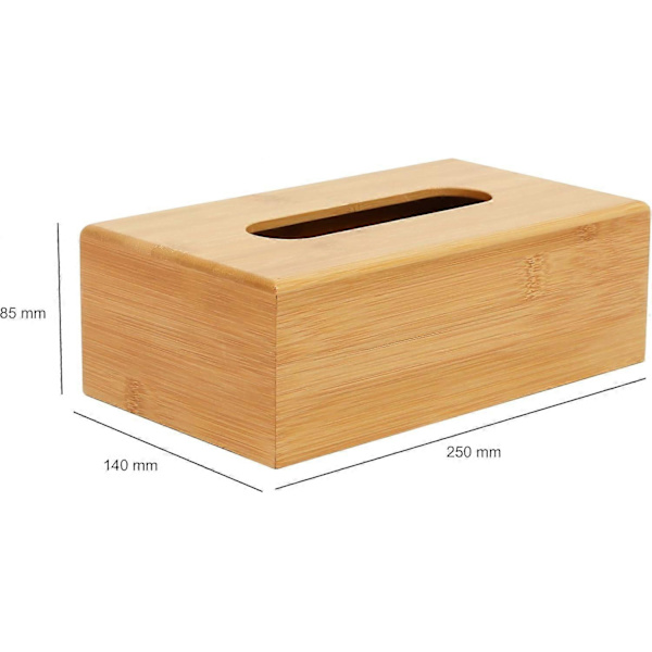 Rektangulär Tissue Box i Bambu | Tissuehållare | Servettdispenser | Tissueöverdrag | Tissues Ingår Ej | H8,5 x B25 x D14 cm |