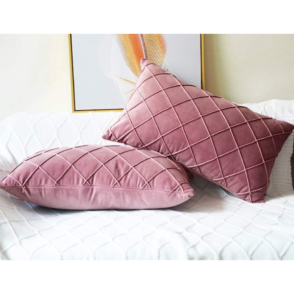 Sammetskuddfodral (2-pack) Eleganta rektangulära kuddfodral Rutigt mönster Mjuka kuddfodral för soffa sovrum Heminredning 12x20 tum