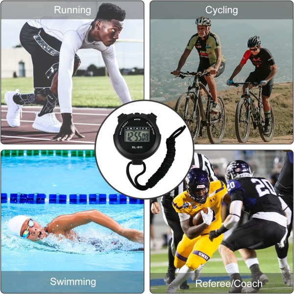 Digital Sports Stoppur Timer Stoppur Stor Display Intervallträningstimer Utomhus Split Stoppur Varvtimer (Svart)