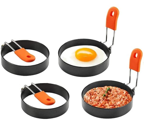 Eggering / omelettform 4-pakning rustfritt stål/silikon