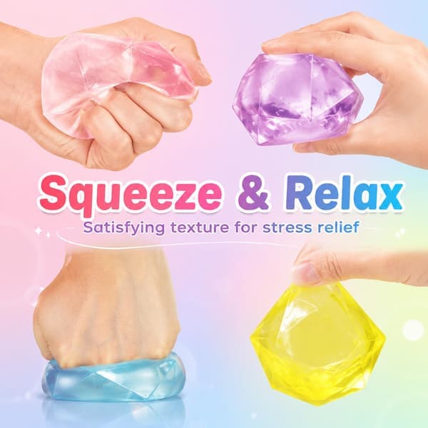 Squishy Diamantlegetøj, Søde Bløde Squishies Klemmelegetøj, Klar Sensorisk Fidget Stressaflastningsbold til Drenge Piger Voksne, Kontorfest Fødselsdag Blå Blue