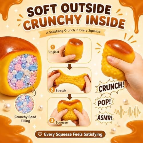 Knaprigt Pudding Squishy ASMR Pärlfylld Realistisk Mat Stressboll Karamell Klämbar Formbar Slushy Asmr Realistisk Taba Handgjord Icke-studsande Pudding