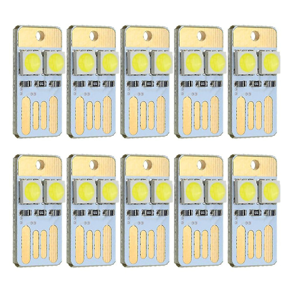 10 stk. Slank Laptop LED Nøglering Lampe Mini Dobbeltsidet Lys Dobbeltsidet Stikkontakt Lys Ultra Slank USB Lys
