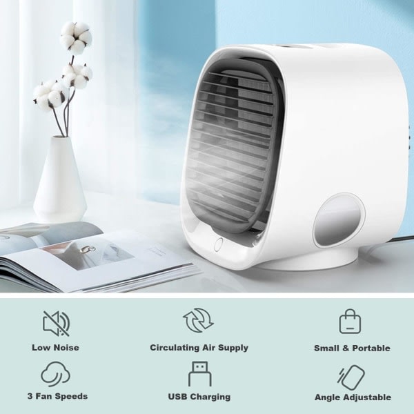 Moderne mini luftkøler USB / Ventilator Luftfugter - Hvid Hvid
