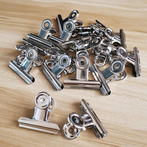 38mm Bulldog Clips Rund Papir Binder Sølv Rustfrit Stål Fil Klemmer Hjemmekontor Forbrugsvarer - 12 Pak