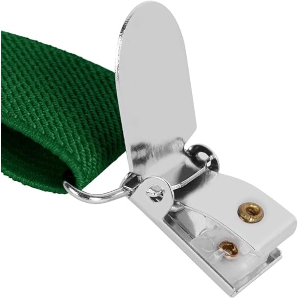 Hängslen för män med 4 clips X-form, justerbara elastiska hängslen för herrbyxor, hängslen för män för bröllop Business Casual hängslen (grön)