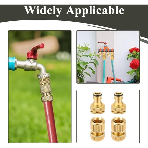 4-delt messing sprinklerhane, 2 i 1 haneadapter, rørforbindelser med hurtig 1/2\" og 3/4\" rustbeskyttelse havehane tilbehør have