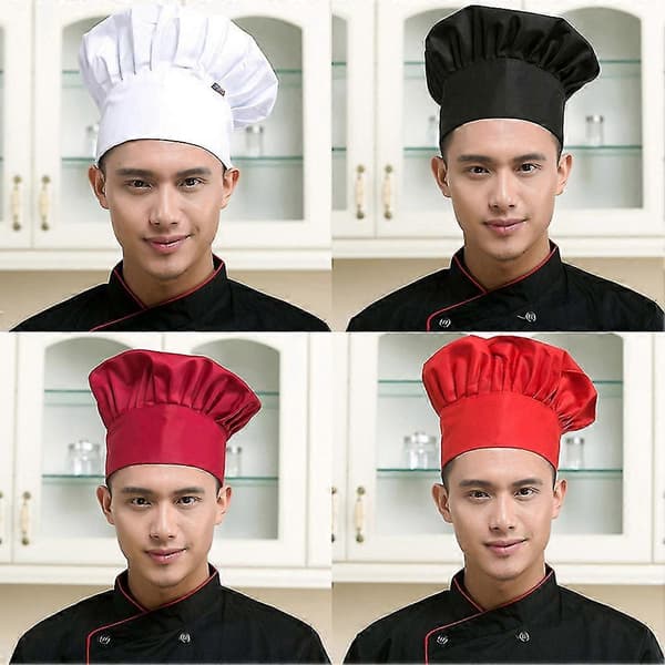 Professionell Stretchig Justerbar Herrkeps Kök Kock Bagare Catering Kockmössa Chilli Pattern