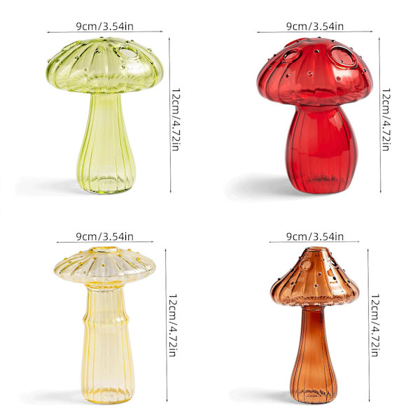 2023 Ny Svampformad Vas Transparent Glasvas Kreativ Heminredning Vardagsrum red