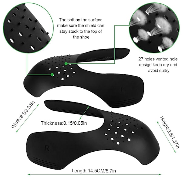 2 par anti-rynke sko crease protector tåboks reduserer, unngå sko crease innrykk