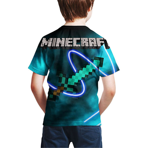 Minecraft Spil Print Børne T-shirt med Korte Ærmer Sommer Casual Tee Tops A 6 Years