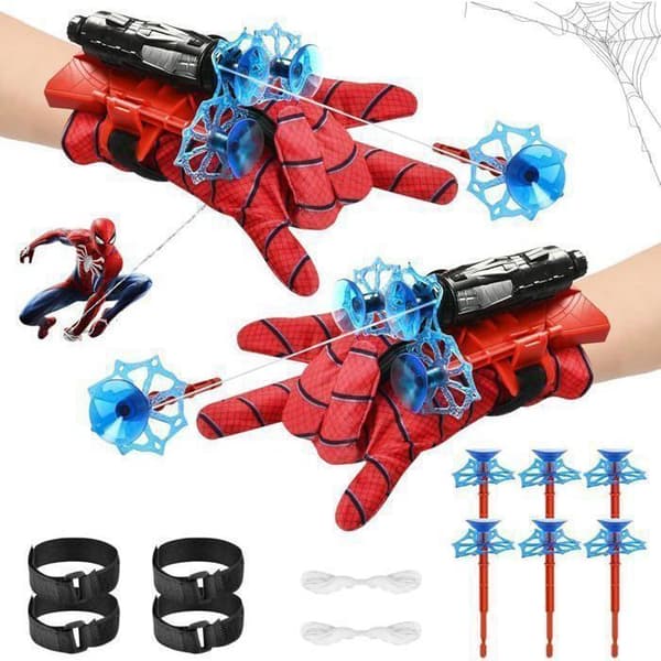 Sæt med 2 Spider-Hero Håndledsaffyrere/Handsker – Superhelte Web-Shooter Legetøj