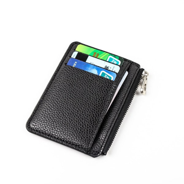 INF-korttikotelo/lompakko vetoketjulla Musta, Muodikas luova vetoketjullinen lompakko useilla korttipaikoilla