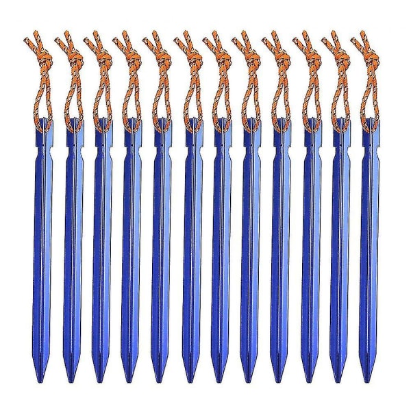 12 Pack Tent Stakes-outdoor Tent Sky Curtain Ground Nail Aluminum Alloy Camping Camping Three-edged Bold Tent Nail With Rope 18cm Holiday