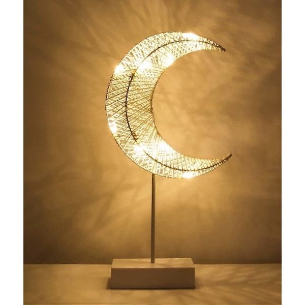 Nattlampa för Barn, Dekorativ Bordslampa, Batteridriven Månformad LED Sänglampa, Varmvitt Ljus