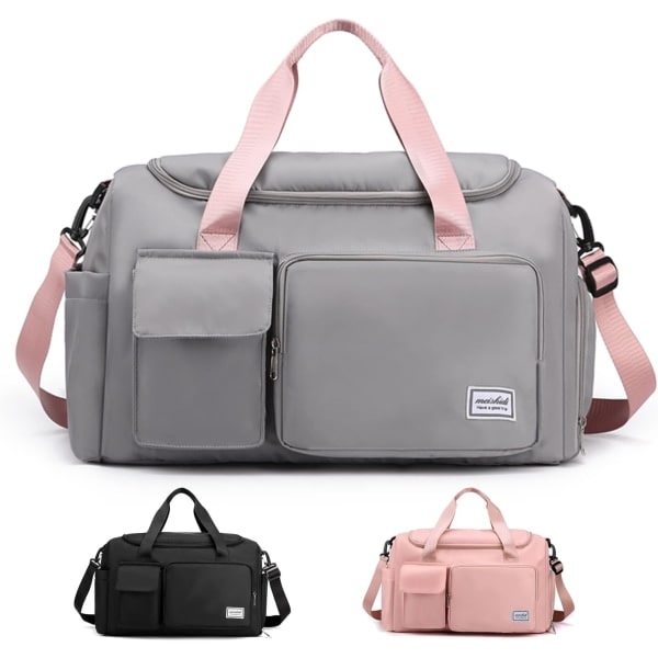 Stor sportsreiseduffelbag for kvinner, treningsbag, weekendbag, flybag med våtpose for svømming, trening, sport, reiser