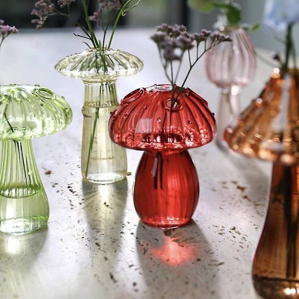 2023 Ny Svampformad Vas Transparent Glasvas Kreativ Heminredning Vardagsrum yellow