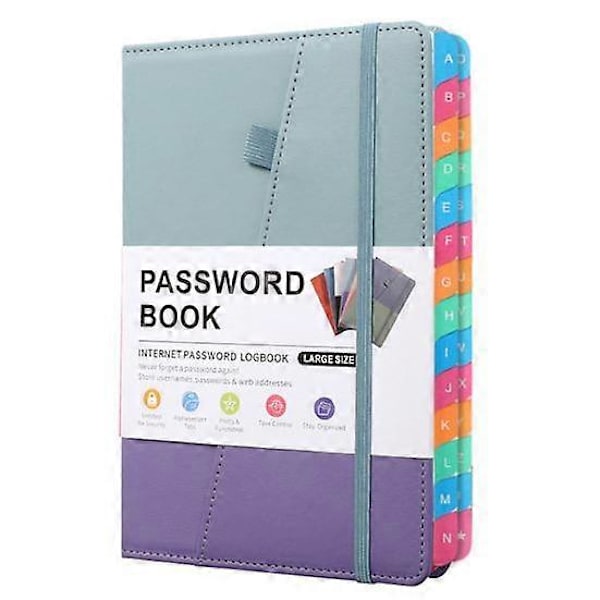 Alfabetiske faner Hardcover Password Keeper Bog til internetadgangskoder Webstedsadresser Notesbog purple