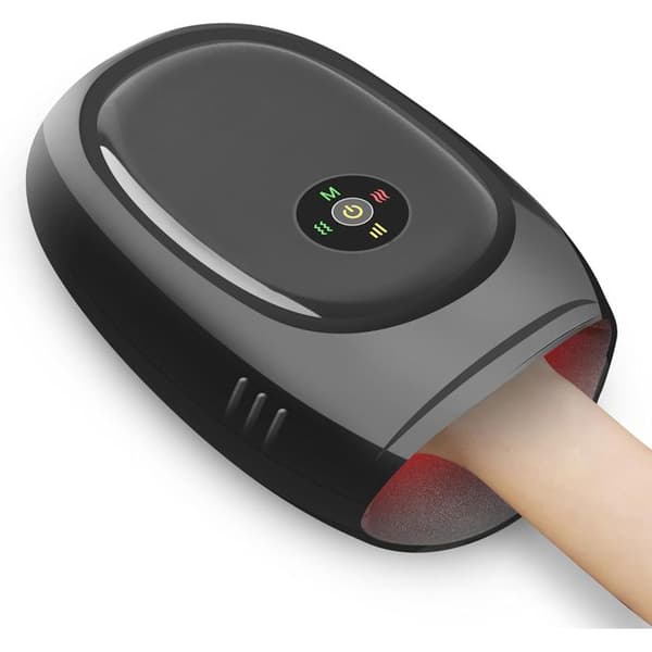 Smart håndmassager, app-styret, varme- og kompressionsmassage, Sort