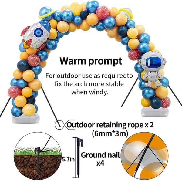 Återanvändbart ballongbågekit – CALDION – 2,7 m justerbart stativ – vitt – glasfiber och PVC