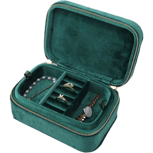 Plysch resesmycken Organizer Box | Smyckeskrin för kvinnor, Case Litet | Organizer för smycken Case för smycken för kvinnor (grön)