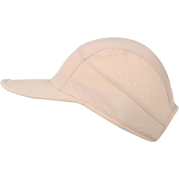 Unisex Myk Bred Kantsportscaps for Løping, Hurtigtørkende Kule Sportscaps, Lett Stretch Nylon Baseballcaps UPF50+ Light Khaki