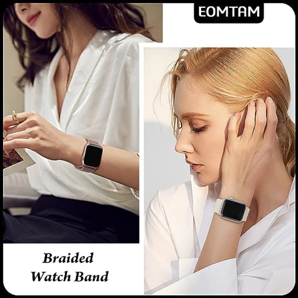 Punottu yhteensopiva ranneke Apple Watchille 38mm 40mm 41mm 42mm 44mm 45mm 49mm naisille ja miehille iWatch Series Ultra 8 SE 7 6 5 4 3